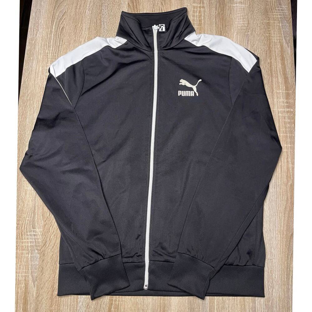 Puma Y2K Athletic Track Jacket Black and White Large
